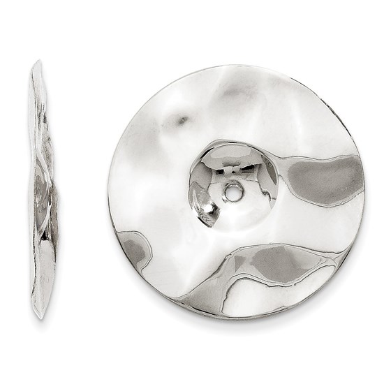 14k White Gold Polished Hammered Disc Earring Jackets 14k White Gold Polished Hammered Disc Earring Jackets